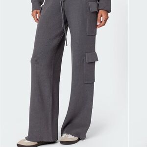 EDIKTED  grey knitted material Cargo Pants